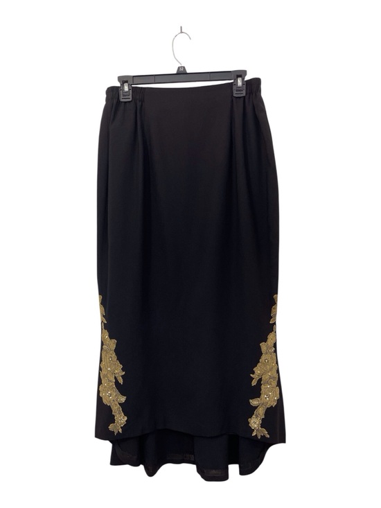 Unknown Dresses & Skirts - Vintage Black Maxi Skirt with Gold Floral Embroidered,12